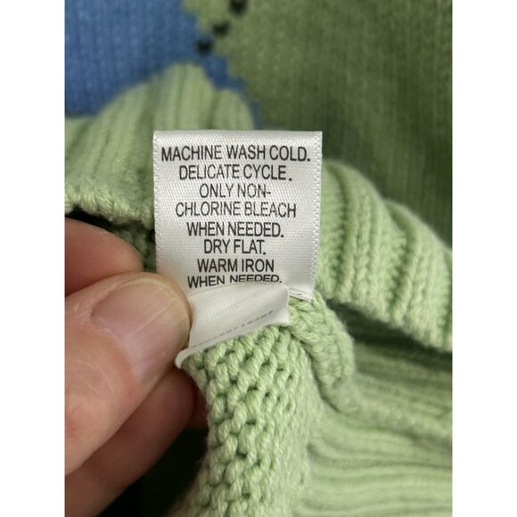 Croft & Barrow Green V Neck Argyle Sweater Cotton Sz Small - Picture 8 of 10